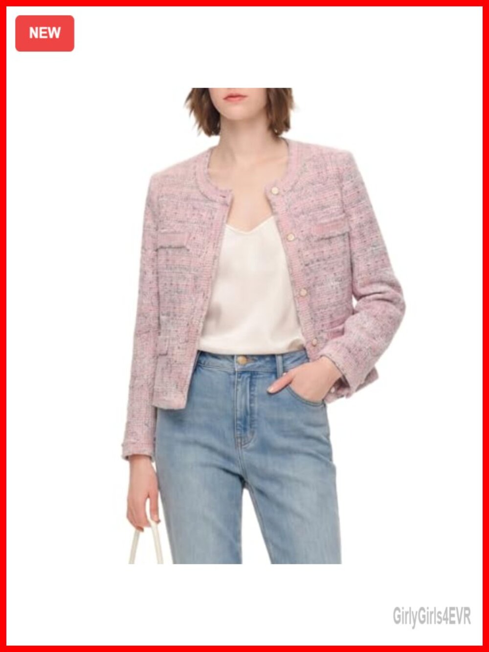 Womens Tweed Blazer Long Sleeve Open Front Business Suit Jacket